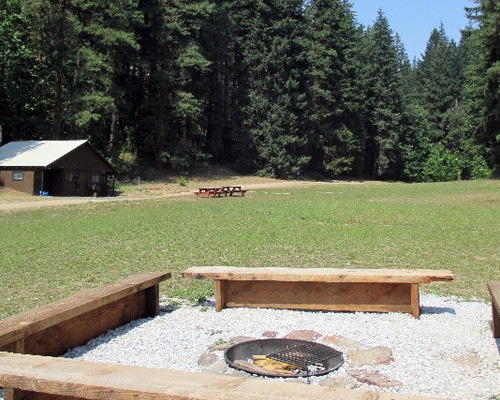 fire pit in barn camping area