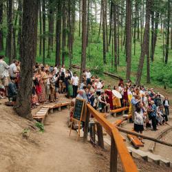 Amphitheater entrance with one row blocked