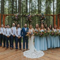 Wedding group on stage of amphitheater