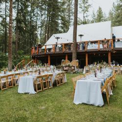 lodge and lawn table set up