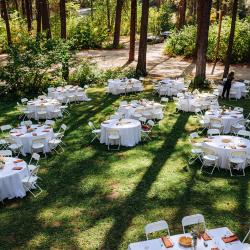 Tables on the lodge lawn