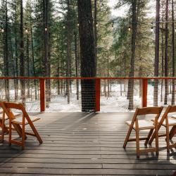 Winter wedding ceremony on the deck